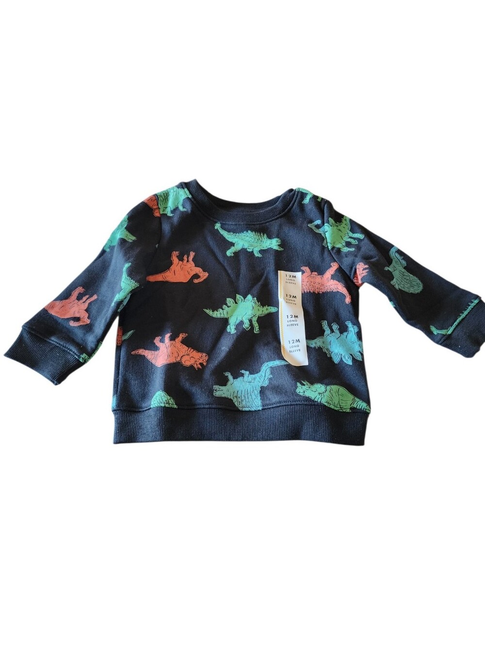 Cat & Jack 12 Mo Toddler Crewneck Black Sweatshirt Green & Orange Dinosaurs NWT!